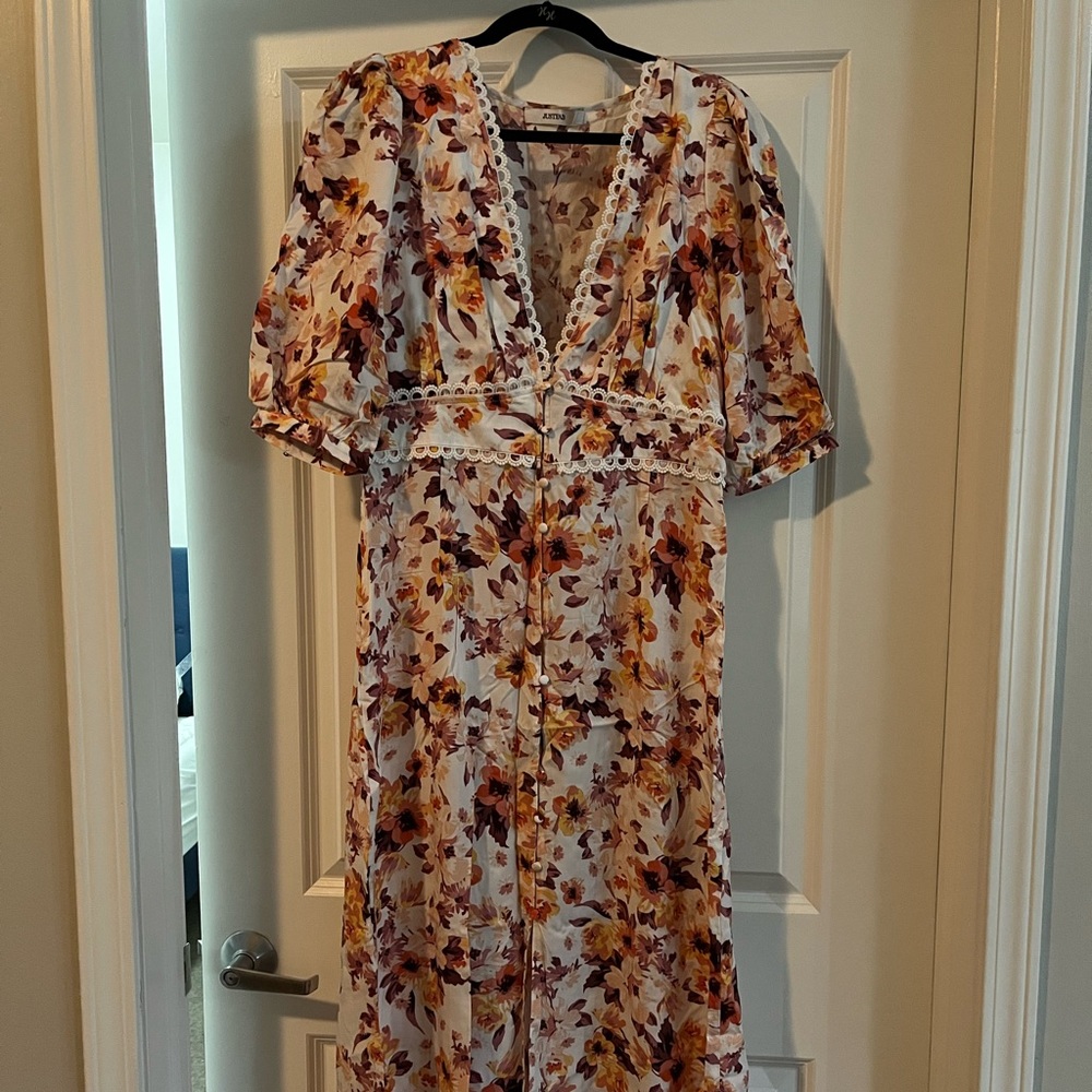 Beautiful Floral Maxi Dress with buttons
